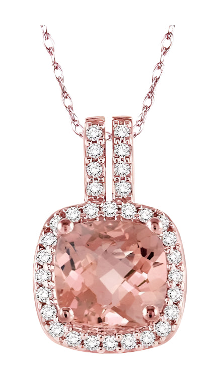 Parkplace Jewelers Cushion Shape Gemstone & Halo Diamond Pendant 61827PPFNPDMOPG