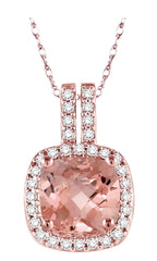 Parkplace Jewelers Cushion Shape Gemstone & Halo Diamond Pendant 61827PPFNPDMOPG