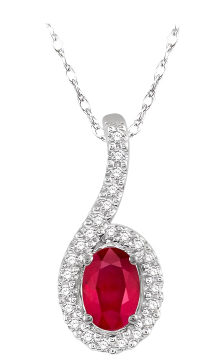 Parkplace Jewelers Oval Shape Gemstone & Halo Diamond Pendant 57158PPTSPDRBWG