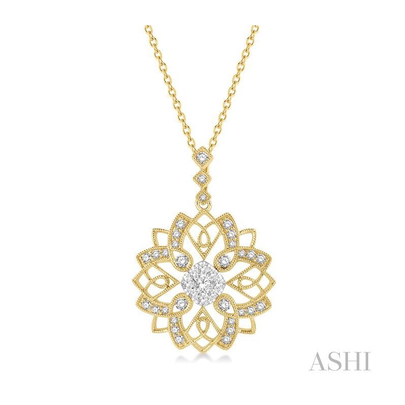 ASHI Lovebright Floral Lattice Diamond Pendant 924B3PPFGPDYW