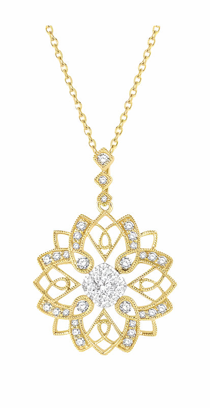Parkplace Jewelers Lovebright Floral Lattice Diamond Pendant 924B3PPFGPDYW