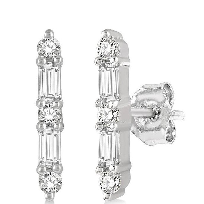 Parkplace Jewelers Vertical Bar Petite Baguette Diamond Fashion Earrings 641D8PPTGERWG
