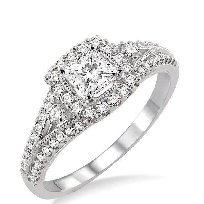 Parkplace Jewelers Princess Shape Halo Diamond Engagement Ring 14792PPFHWG-LE