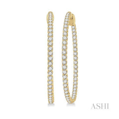 ASHI Inside-Out Diamond Hoop Earrings 628C0PPFGERYG-3.00