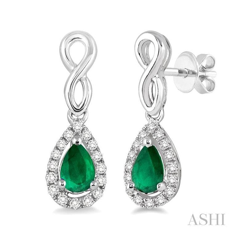 ASHI Pear Shape Gemstone & Halo Diamond Earrings 57058PPTSEREMWG
