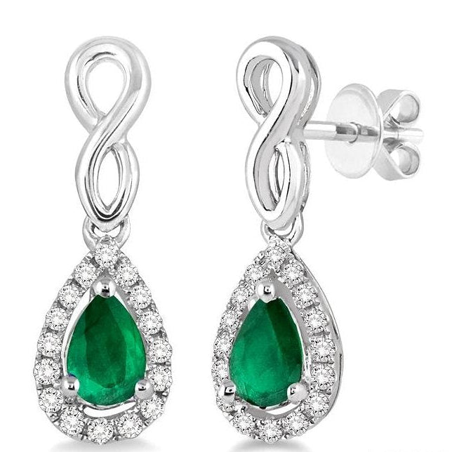 Parkplace Jewelers Pear Shape Gemstone & Halo Diamond Earrings 57058PPTSEREMWG