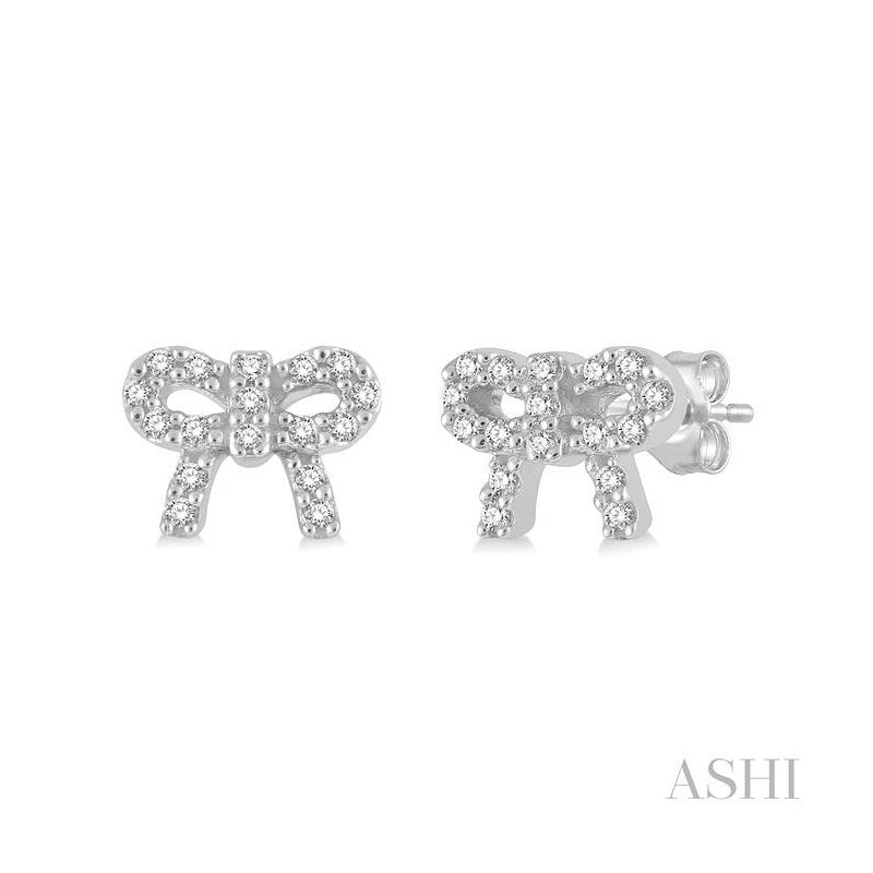 ASHI Bow Petite Diamond Fashion Earrings 646B8PPFSERWG