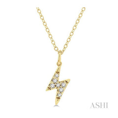 ASHI Lightning Bolt Petite Diamond Fashion Pendant 640A8PPFSPDYG