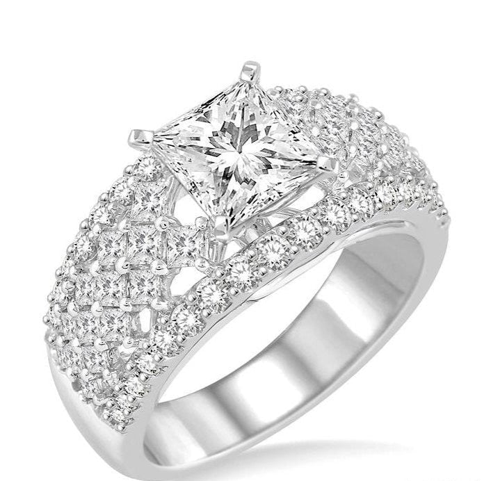 Parkplace Jewelers Princess Shape Semi-Mount Diamond Engagement Ring 203A0PPFRWG-SM-1.45