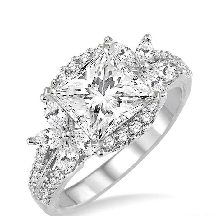 Parkplace Jewelers Princess Shape Semi-Mount Diamond Engagement Ring 18452PPFRWG-SM