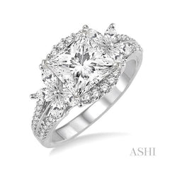 ASHI Princess Shape Semi-Mount Diamond Engagement Ring 18452PPFRWG-SM