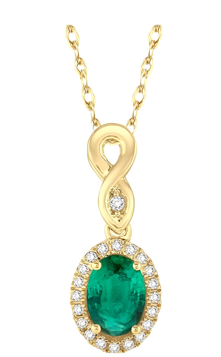 Parkplace Jewelers Oval Shape Gemstone & Halo Diamond Pendant 57098PPTSPDEMYG
