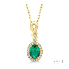 ASHI Oval Shape Gemstone & Halo Diamond Pendant 57098PPTSPDEMYG