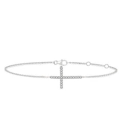 Parkplace Jewelers Sideway Cross Petite Diamond Fashion Chain Bracelet 713E0PPTSWG