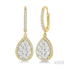 ASHI Pear Shape Halo Lovebright Essential Diamond Earrings 96091PPFVERYW