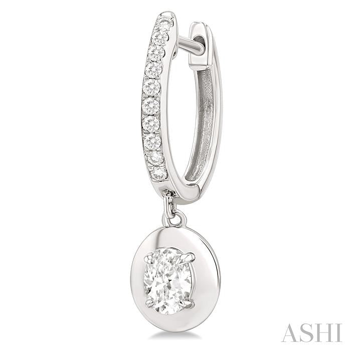 ASHI Oval Shape Diamond Huggie Fashion Earrings 900G3PPFGERWG-OV