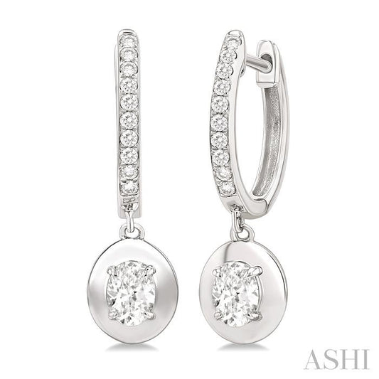 ASHI Oval Shape Diamond Huggie Fashion Earrings 900G3PPFGERWG-OV