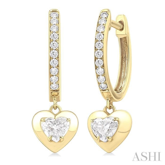 ASHI Heart Shape Diamond Huggie Fashion Earrings 900G3PPFGERYG-HT