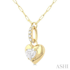 ASHI Heart Shape Paperclip Diamond Fashion Pendant 900G6PPFGPDYG-HT