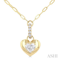 ASHI Heart Shape Paperclip Diamond Fashion Pendant 900G6PPFGPDYG-HT