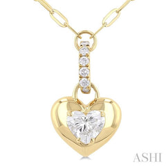 ASHI Heart Shape Paperclip Diamond Fashion Pendant 900G6PPFGPDYG-HT