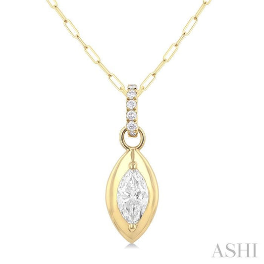 ASHI Marquise Shape Paperclip Diamond Fashion Pendant 900G6PPFGPDYG-MQ