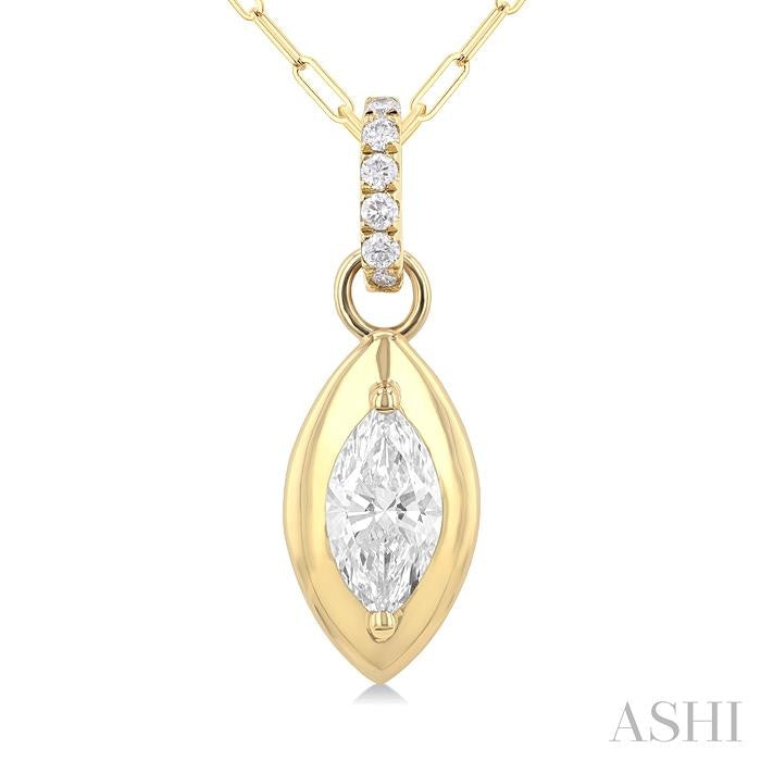 ASHI Marquise Shape Paperclip Diamond Fashion Pendant 900G6PPFGPDYG-MQ