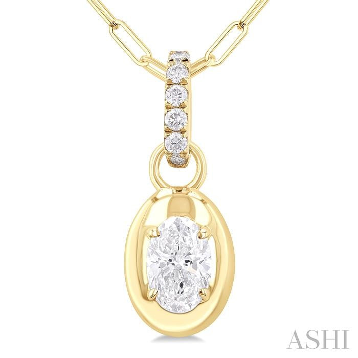 ASHI Oval Shape Paperclip Diamond Fashion Pendant 900G6PPFGPDYG-OV