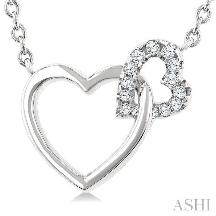 ASHI Heart Interlock Petite Diamond Fashion Pendant 902H8PPTGPDWG