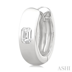 ASHI Emerald Shape Bezel Set Diamond Huggie Fashion Earrings 903G5PPFGERWG-OC