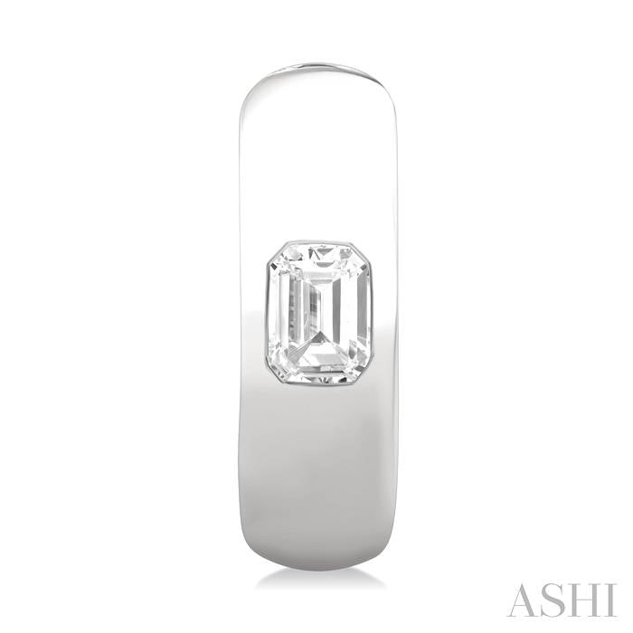 ASHI Emerald Shape Bezel Set Diamond Huggie Fashion Earrings 903G5PPFGERWG-OC