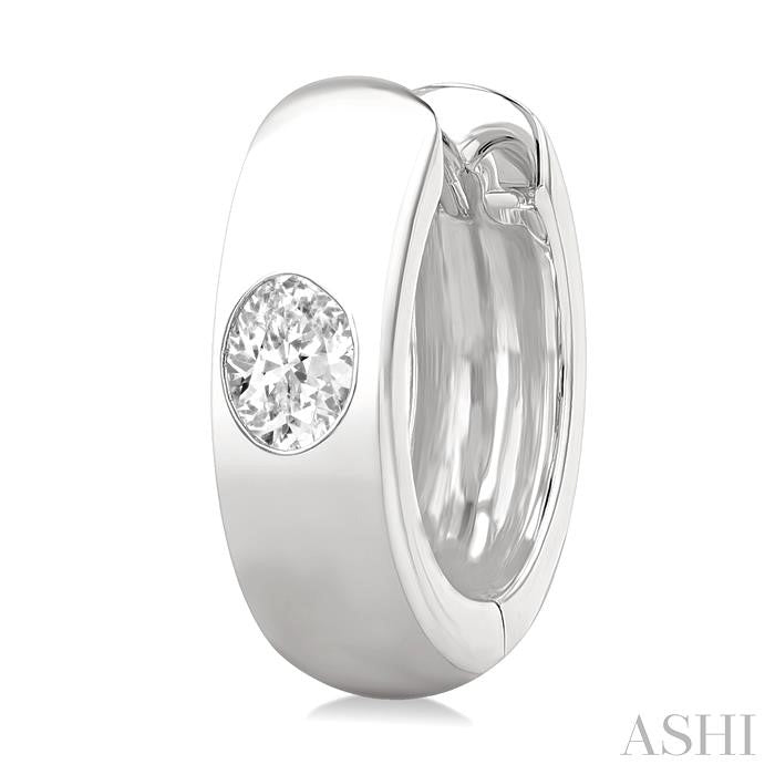 ASHI Oval Shape Bezel Set Diamond Huggie Fashion Earrings 903G5PPFGERWG-OV