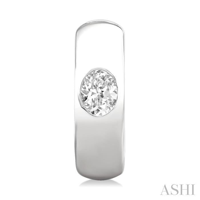 ASHI Oval Shape Bezel Set Diamond Huggie Fashion Earrings 903G5PPFGERWG-OV