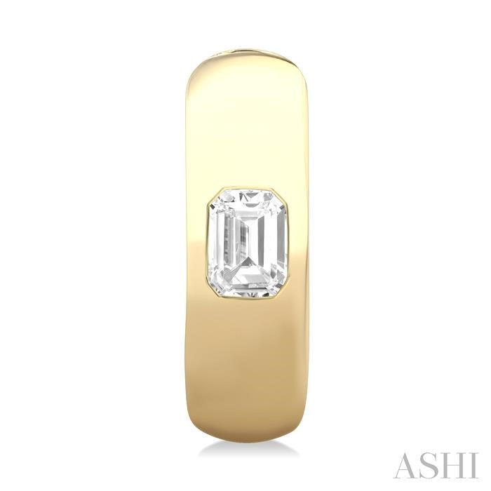 ASHI Emerald Shape Bezel Set Diamond Huggie Fashion Earrings 903G5PPFGERYG-OC