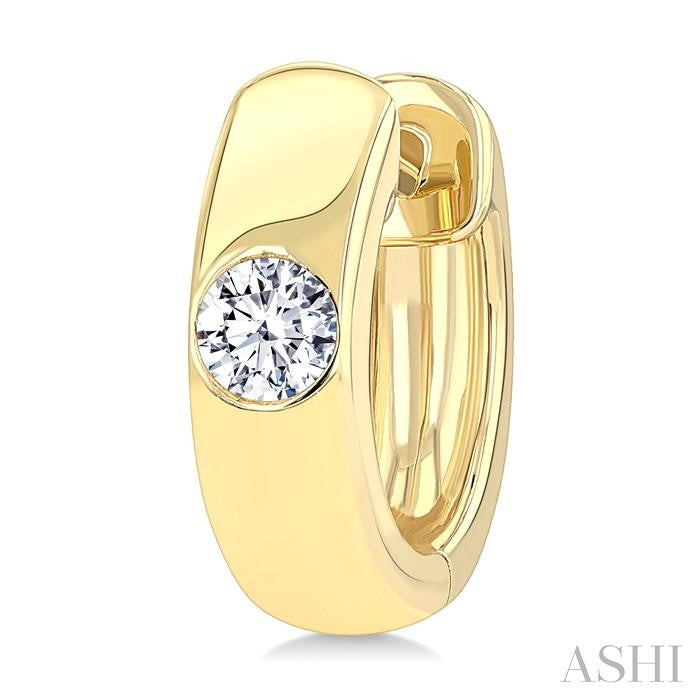 ASHI Round Shape Bezel Diamond Huggie Earrings 903G5PPFGERYG-RD