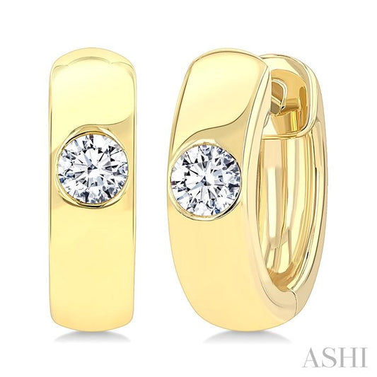 ASHI Round Shape Bezel Diamond Huggie Earrings 903G5PPFGERYG-RD