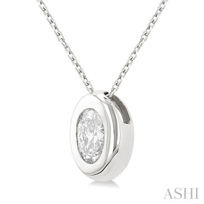 ASHI Oval Shape Bezel Set Diamond Pendant 903G5PPFGPDWG-OV