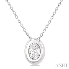 ASHI Oval Shape Bezel Set Diamond Pendant 903G5PPFGPDWG-OV