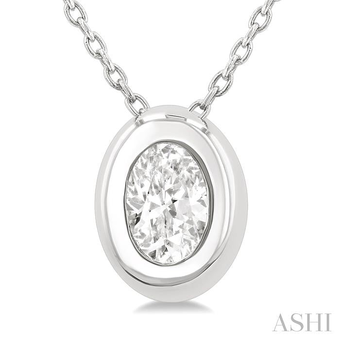 ASHI Oval Shape Bezel Set Diamond Pendant 903G5PPFGPDWG-OV