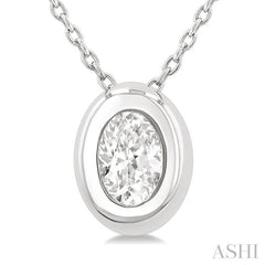 ASHI Oval Shape Bezel Set Diamond Pendant 903G5PPFGPDWG-OV