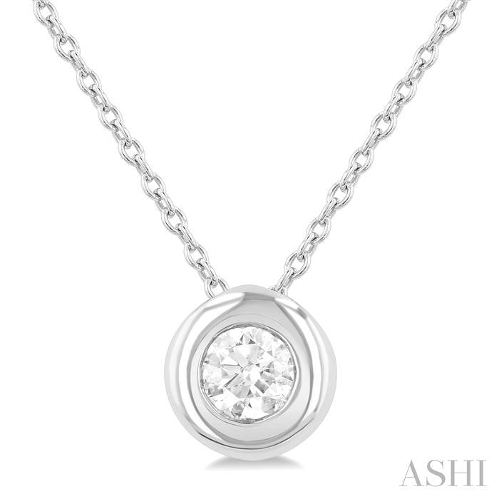 ASHI Round Shape Bezel Set Bubble Diamond Pendant 903G5PPFGPDWG-RD