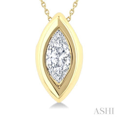 ASHI Marquise Shape Bezel Set Diamond Pendant 903G5PPFGPDYG-MQ