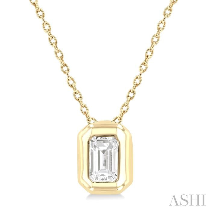 ASHI Emerald Shape Bezel Set Diamond Pendant 903G5PPFGPDYG-OC