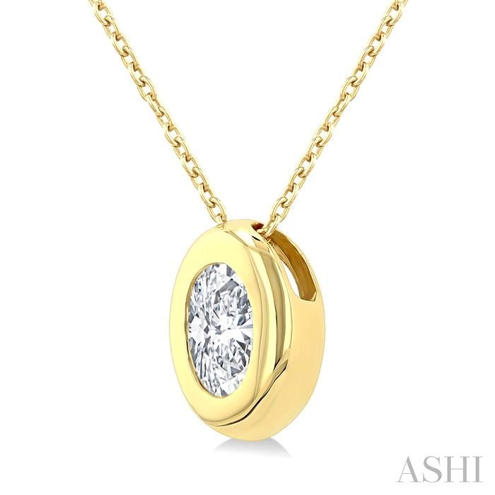 ASHI Oval Shape Bezel Set Diamond Pendant 903G5PPFGPDYG-OV