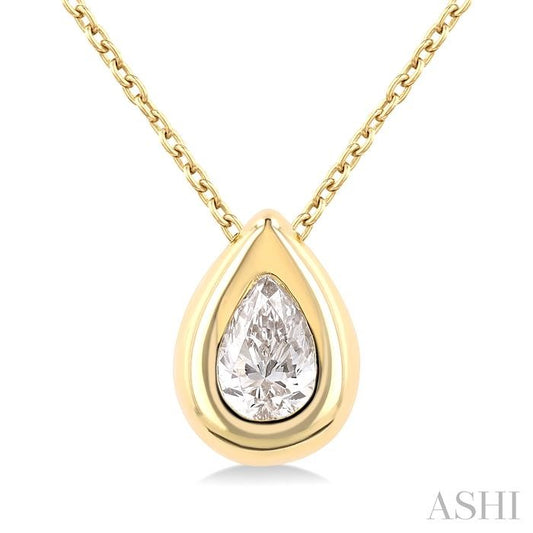 ASHI Pear Shape Bezel Set Diamond Pendant 903G5PPFGPDYG-PR