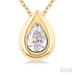 ASHI Pear Shape Bezel Set Diamond Pendant 903G5PPFGPDYG-PR