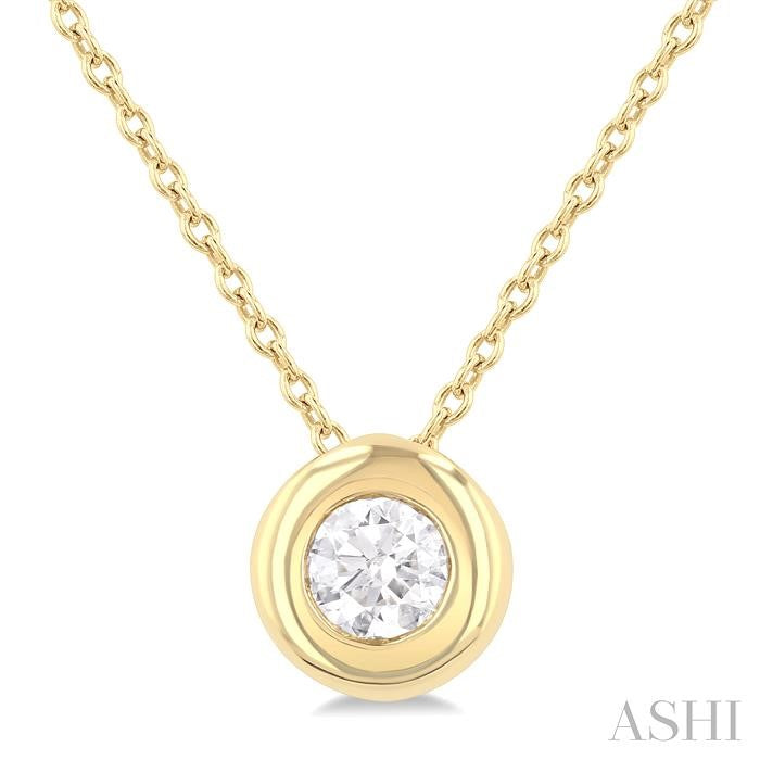 ASHI Round Shape Bezel Set Bubble Diamond Pendant 903G5PPFGPDYG-RD
