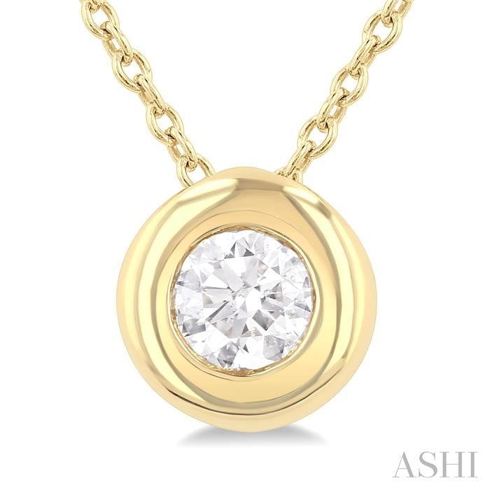 ASHI Round Shape Bezel Set Bubble Diamond Pendant 903G5PPFGPDYG-RD