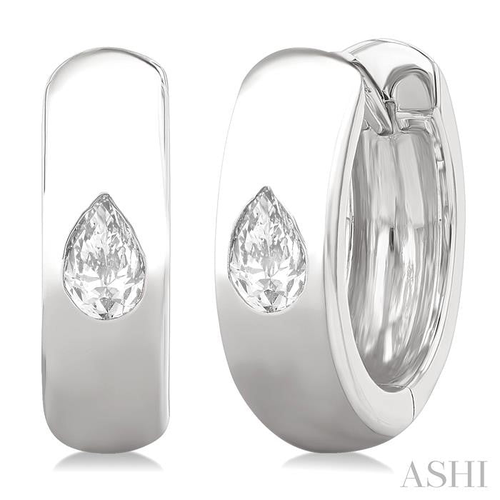ASHI Pear Shape Bezel Set Diamond Huggie Fashion Earrings 903G6PPFGERWG-PR