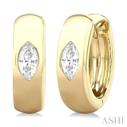 ASHI Marquise Shape Bezel Set Diamond Huggie Fashion Earrings 903G6PPFGERYG-MQ